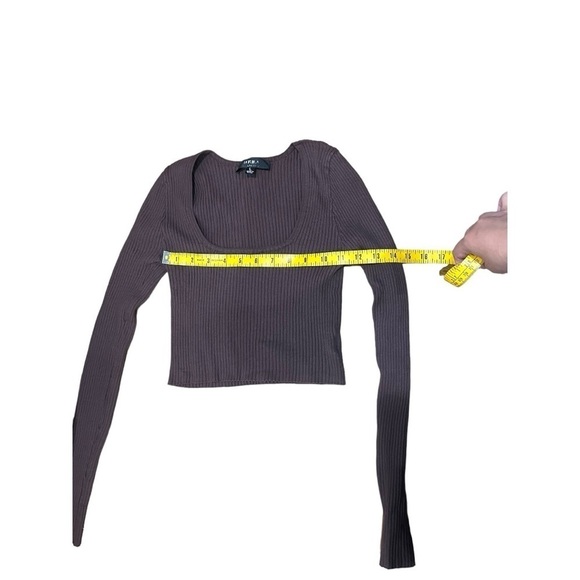 Hera collection ribbed cocoa brown cropped top square neck women's large - Picture 3 of 5